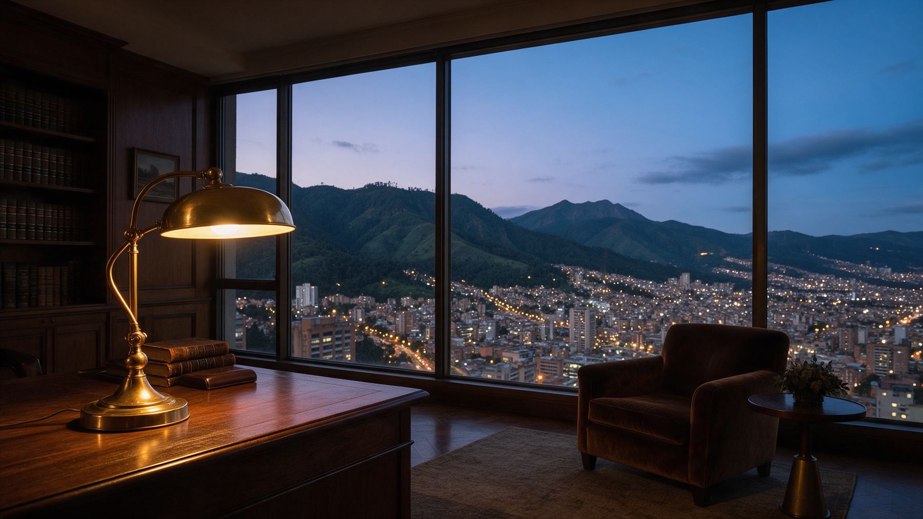 Oficina de AFFC Legal con vista a los cerros de Bogotá